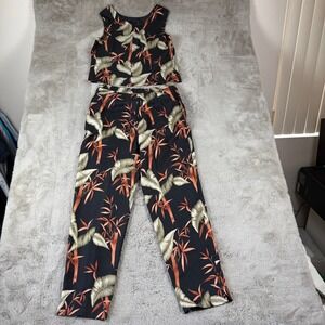 Tommy Bahama Silk Blend Two-Piece Set Tropical Print Sleeveless Size 12 Vintage‎